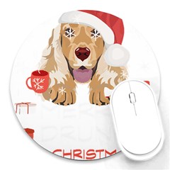 English Cocker Spaniel T- Shirt English Cocker Spaniel Merry Christmas T- Shirt (7) Round Mousepad by ZUXUMI