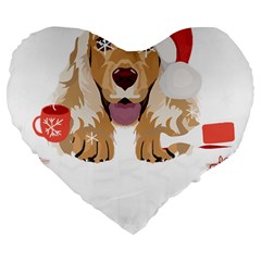 English Cocker Spaniel T- Shirt English Cocker Spaniel Merry Christmas T- Shirt (7) Large 19  Premium Flano Heart Shape Cushions by ZUXUMI