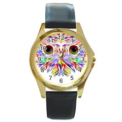 Owl T-shirtowl Color Full For Light Color T-shirt T-shirt Round Gold Metal Watch by EnriqueJohnson