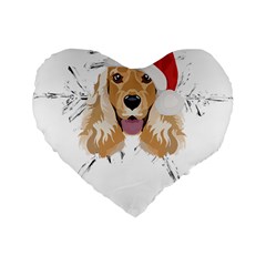 English Cocker Spaniel T- Shirt English Cocker Spaniel Merry Christmas T- Shirt Standard 16  Premium Flano Heart Shape Cushions by ZUXUMI