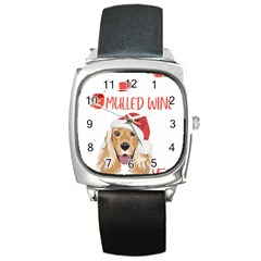 English Cocker Spaniel T- Shirt English Cocker Spaniel Mulled Wine Christmas T- Shirt Square Metal Watch by ZUXUMI