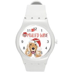 English Cocker Spaniel T- Shirt English Cocker Spaniel Mulled Wine Christmas T- Shirt Round Plastic Sport Watch (m) by ZUXUMI