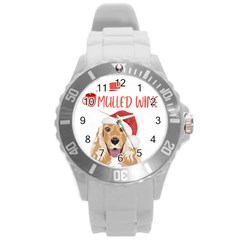 English Cocker Spaniel T- Shirt English Cocker Spaniel Mulled Wine Christmas T- Shirt Round Plastic Sport Watch (l) by ZUXUMI