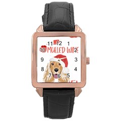 English Cocker Spaniel T- Shirt English Cocker Spaniel Mulled Wine Christmas T- Shirt Rose Gold Leather Watch  by ZUXUMI