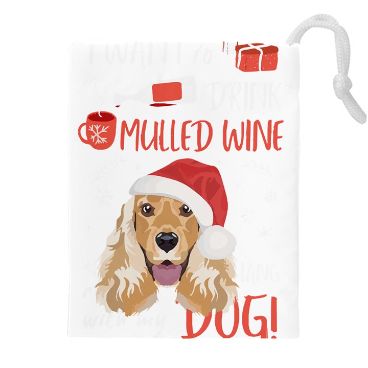 English Cocker Spaniel T- Shirt English Cocker Spaniel Mulled Wine Christmas T- Shirt Drawstring Pouch (4XL)