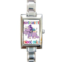 Enrollment Boy T- Shirt Goodbye Kindergarten I Am A Schoolchild Now! T- Shirt (1) Rectangle Italian Charm Watch by ZUXUMI