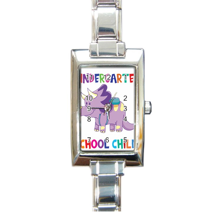 Enrollment Boy T- Shirt Goodbye Kindergarten I Am A Schoolchild Now! T- Shirt (1) Rectangle Italian Charm Watch