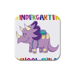 Enrollment Boy T- Shirt Goodbye Kindergarten I Am A Schoolchild Now! T- Shirt (1) Rubber Square Coaster (4 Pack) by ZUXUMI