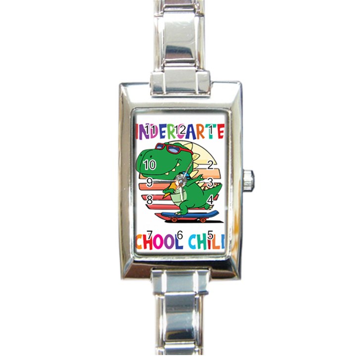 Enrollment Boy T- Shirt Goodbye Kindergarten I Am A Schoolchild Now! T- Shirt (2) Rectangle Italian Charm Watch