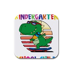 Enrollment Boy T- Shirt Goodbye Kindergarten I Am A Schoolchild Now! T- Shirt (2) Rubber Square Coaster (4 Pack) by ZUXUMI