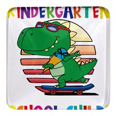 Enrollment Boy T- Shirt Goodbye Kindergarten I Am A Schoolchild Now! T- Shirt (2) Square Glass Fridge Magnet (4 Pack) by ZUXUMI