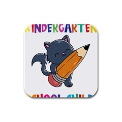 Enrollment Boy T- Shirt Goodbye Kindergarten I Am A Schoolchild Now! T- Shirt (3) Rubber Square Coaster (4 Pack) by ZUXUMI