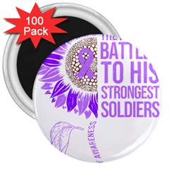 Epilepsy Awareness T- Shirt Epilepsy Awareness Sunflower God Give The Hardest Battles T- Shirt 3  Magnets (100 Pack)