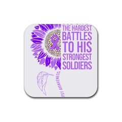 Epilepsy Awareness T- Shirt Epilepsy Awareness Sunflower God Give The Hardest Battles T- Shirt Rubber Coaster (square) by ZUXUMI