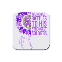 Epilepsy Awareness T- Shirt Epilepsy Awareness Sunflower God Give The Hardest Battles T- Shirt Rubber Square Coaster (4 Pack) by ZUXUMI