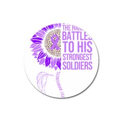 Epilepsy Awareness T- Shirt Epilepsy Awareness Sunflower God Give The Hardest Battles T- Shirt Magnet 3  (round) by ZUXUMI