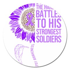 Epilepsy Awareness T- Shirt Epilepsy Awareness Sunflower God Give The Hardest Battles T- Shirt Magnet 5  (round) by ZUXUMI