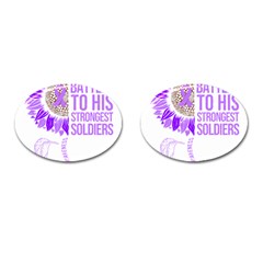 Epilepsy Awareness T- Shirt Epilepsy Awareness Sunflower God Give The Hardest Battles T- Shirt Cufflinks (oval) by ZUXUMI