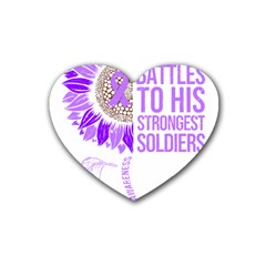 Epilepsy Awareness T- Shirt Epilepsy Awareness Sunflower God Give The Hardest Battles T- Shirt Rubber Heart Coaster (4 Pack) by ZUXUMI