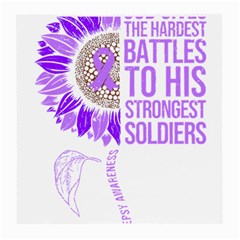 Epilepsy Awareness T- Shirt Epilepsy Awareness Sunflower God Give The Hardest Battles T- Shirt Medium Glasses Cloth (2 Sides) by ZUXUMI