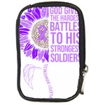 Epilepsy Awareness T- Shirt Epilepsy Awareness Sunflower God Give The Hardest Battles T- Shirt Compact Camera Leather Case Front