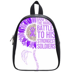 Epilepsy Awareness T- Shirt Epilepsy Awareness Sunflower God Give The Hardest Battles T- Shirt School Bag (small) by ZUXUMI