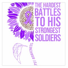 Epilepsy Awareness T- Shirt Epilepsy Awareness Sunflower God Give The Hardest Battles T- Shirt Square Satin Scarf (36  X 36 ) by ZUXUMI