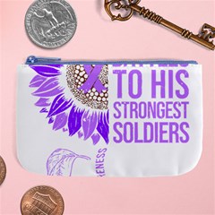 Epilepsy Awareness T- Shirt Epilepsy Awareness Sunflower God Give The Hardest Battles T- Shirt Large Coin Purse by ZUXUMI