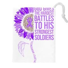 Epilepsy Awareness T- Shirt Epilepsy Awareness Sunflower God Give The Hardest Battles T- Shirt Drawstring Pouch (4xl) by ZUXUMI