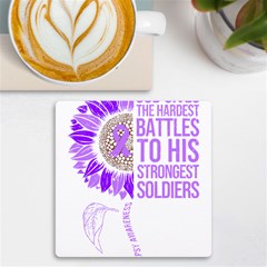 Epilepsy Awareness T- Shirt Epilepsy Awareness Sunflower God Give The Hardest Battles T- Shirt Uv Print Square Tile Coaster  by ZUXUMI