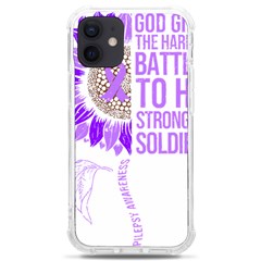 Epilepsy Awareness T- Shirt Epilepsy Awareness Sunflower God Give The Hardest Battles T- Shirt Iphone 12 Mini Tpu Uv Print Case	 by ZUXUMI