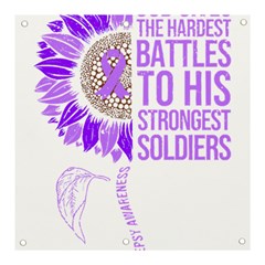 Epilepsy Awareness T- Shirt Epilepsy Awareness Sunflower God Give The Hardest Battles T- Shirt Banner And Sign 3  X 3  by ZUXUMI