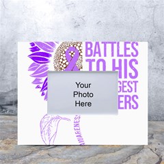 Epilepsy Awareness T- Shirt Epilepsy Awareness Sunflower God Give The Hardest Battles T- Shirt White Tabletop Photo Frame 4 x6  by ZUXUMI