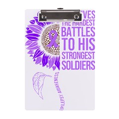 Epilepsy Awareness T- Shirt Epilepsy Awareness Sunflower God Give The Hardest Battles T- Shirt A5 Acrylic Clipboard by ZUXUMI