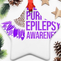 Epilepsy Awareness T- Shirt Epilepsy Awareness Sunflower In November We Wear Purple T- Shirt Ornament (star) by ZUXUMI