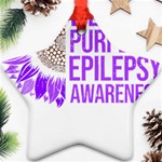 Epilepsy Awareness T- Shirt Epilepsy Awareness Sunflower In November We Wear Purple T- Shirt Ornament (Star) Front