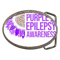 Epilepsy Awareness T- Shirt Epilepsy Awareness Sunflower In November We Wear Purple T- Shirt Belt Buckles by ZUXUMI