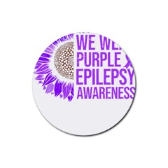 Epilepsy Awareness T- Shirt Epilepsy Awareness Sunflower In November We Wear Purple T- Shirt Rubber Coaster (round) by ZUXUMI