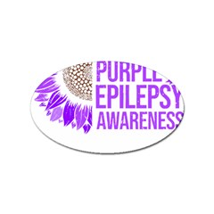 Epilepsy Awareness T- Shirt Epilepsy Awareness Sunflower In November We Wear Purple T- Shirt Sticker Oval (10 Pack) by ZUXUMI