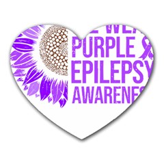 Epilepsy Awareness T- Shirt Epilepsy Awareness Sunflower In November We Wear Purple T- Shirt Heart Mousepad by ZUXUMI