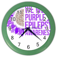 Epilepsy Awareness T- Shirt Epilepsy Awareness Sunflower In November We Wear Purple T- Shirt Color Wall Clock by ZUXUMI