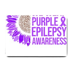 Epilepsy Awareness T- Shirt Epilepsy Awareness Sunflower In November We Wear Purple T- Shirt Small Doormat by ZUXUMI