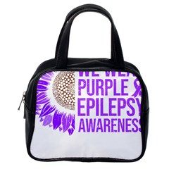 Epilepsy Awareness T- Shirt Epilepsy Awareness Sunflower In November We Wear Purple T- Shirt Classic Handbag (one Side) by ZUXUMI