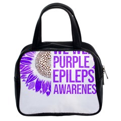 Epilepsy Awareness T- Shirt Epilepsy Awareness Sunflower In November We Wear Purple T- Shirt Classic Handbag (two Sides) by ZUXUMI