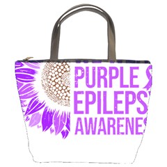 Epilepsy Awareness T- Shirt Epilepsy Awareness Sunflower In November We Wear Purple T- Shirt Bucket Bag by ZUXUMI