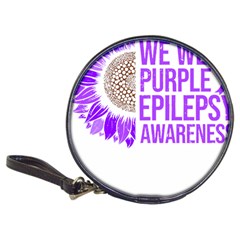 Epilepsy Awareness T- Shirt Epilepsy Awareness Sunflower In November We Wear Purple T- Shirt Classic 20-cd Wallets by ZUXUMI