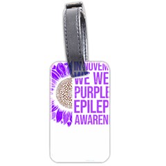 Epilepsy Awareness T- Shirt Epilepsy Awareness Sunflower In November We Wear Purple T- Shirt Luggage Tag (two Sides)