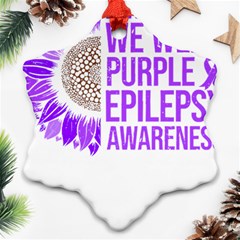 Epilepsy Awareness T- Shirt Epilepsy Awareness Sunflower In November We Wear Purple T- Shirt Ornament (snowflake) by ZUXUMI