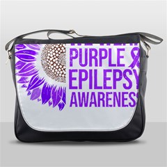 Epilepsy Awareness T- Shirt Epilepsy Awareness Sunflower In November We Wear Purple T- Shirt Messenger Bag by ZUXUMI