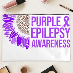 Epilepsy Awareness T- Shirt Epilepsy Awareness Sunflower In November We Wear Purple T- Shirt Cosmetic Bag (xxl) by ZUXUMI